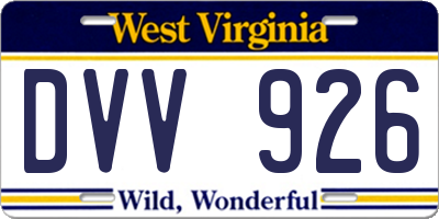 WV license plate DVV926