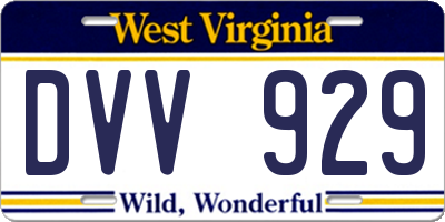 WV license plate DVV929