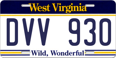 WV license plate DVV930