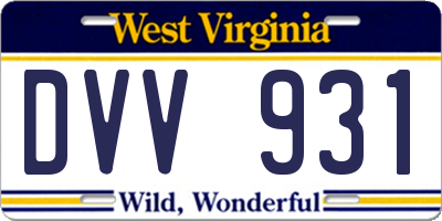 WV license plate DVV931