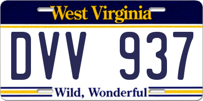 WV license plate DVV937