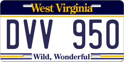 WV license plate DVV950
