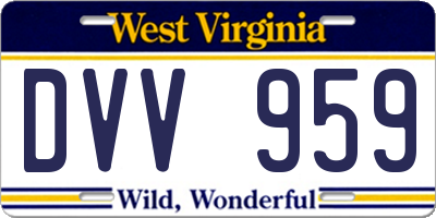 WV license plate DVV959