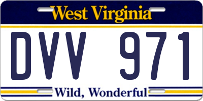 WV license plate DVV971