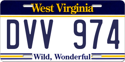 WV license plate DVV974