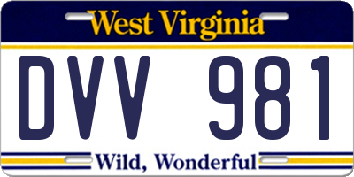WV license plate DVV981