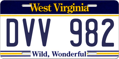 WV license plate DVV982