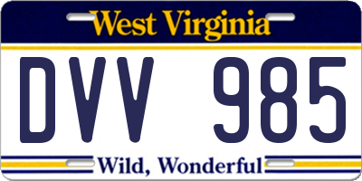 WV license plate DVV985