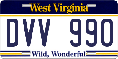 WV license plate DVV990