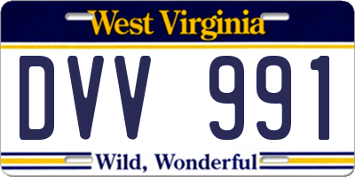 WV license plate DVV991