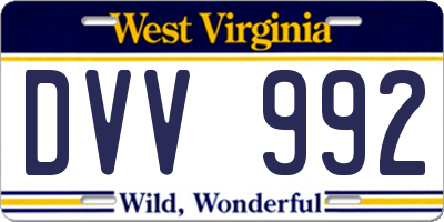 WV license plate DVV992