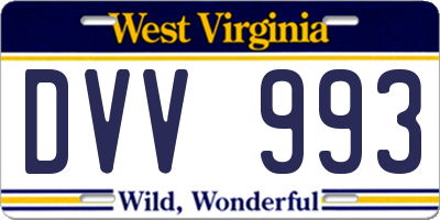 WV license plate DVV993