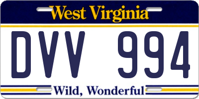 WV license plate DVV994