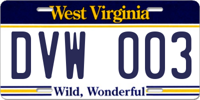 WV license plate DVW003