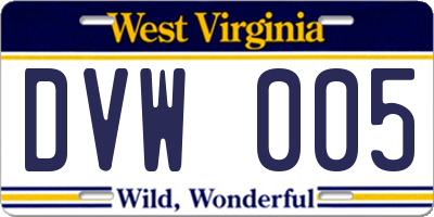 WV license plate DVW005