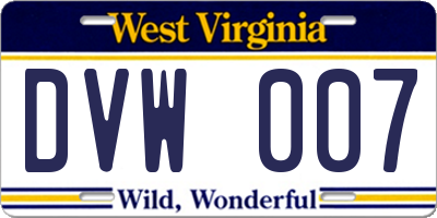 WV license plate DVW007