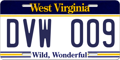 WV license plate DVW009