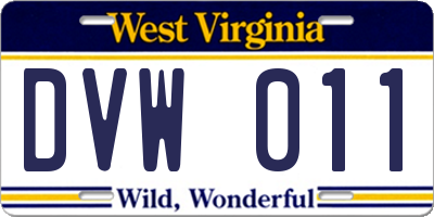 WV license plate DVW011