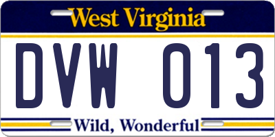 WV license plate DVW013