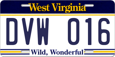 WV license plate DVW016