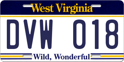 WV license plate DVW018