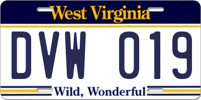 WV license plate DVW019