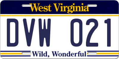 WV license plate DVW021