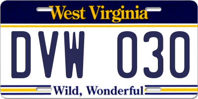 WV license plate DVW030