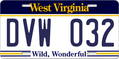 WV license plate DVW032
