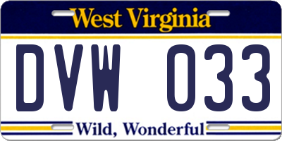 WV license plate DVW033