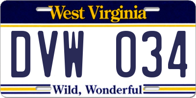 WV license plate DVW034