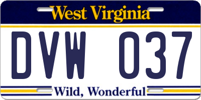 WV license plate DVW037