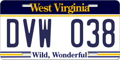 WV license plate DVW038