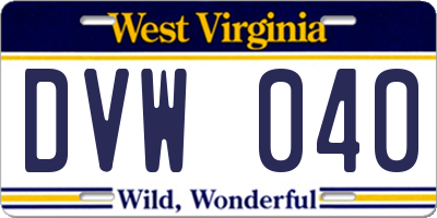 WV license plate DVW040