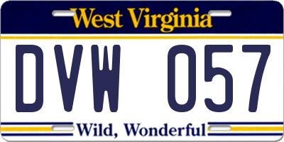 WV license plate DVW057