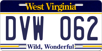 WV license plate DVW062