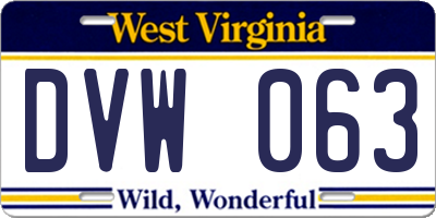 WV license plate DVW063