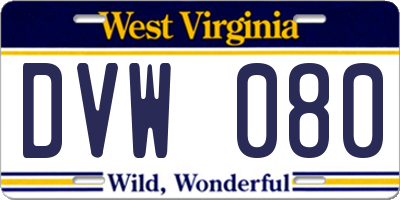 WV license plate DVW080