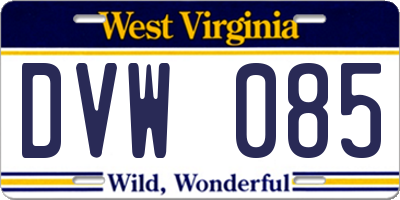 WV license plate DVW085