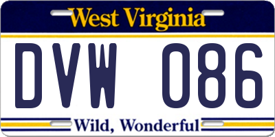WV license plate DVW086