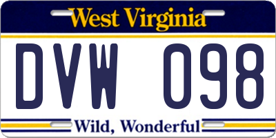 WV license plate DVW098
