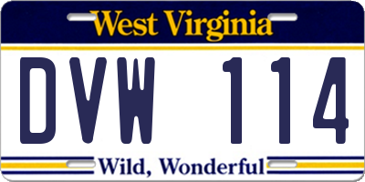 WV license plate DVW114