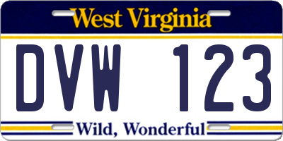WV license plate DVW123