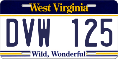 WV license plate DVW125