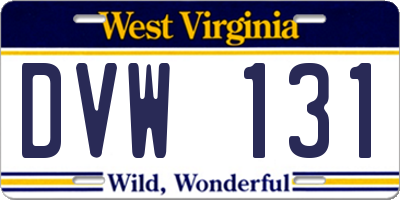WV license plate DVW131