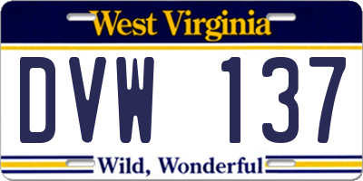 WV license plate DVW137