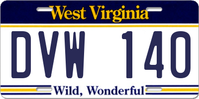 WV license plate DVW140