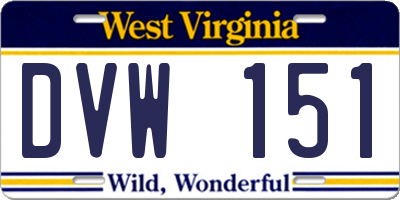 WV license plate DVW151