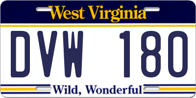 WV license plate DVW180