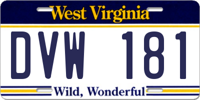 WV license plate DVW181